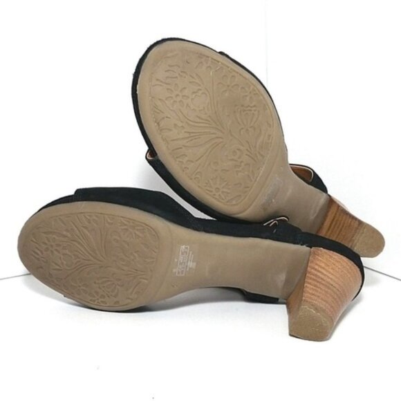 Ara T Strap Suede Heeled Sandals Black sz 8.5 - Picture 5 of 8